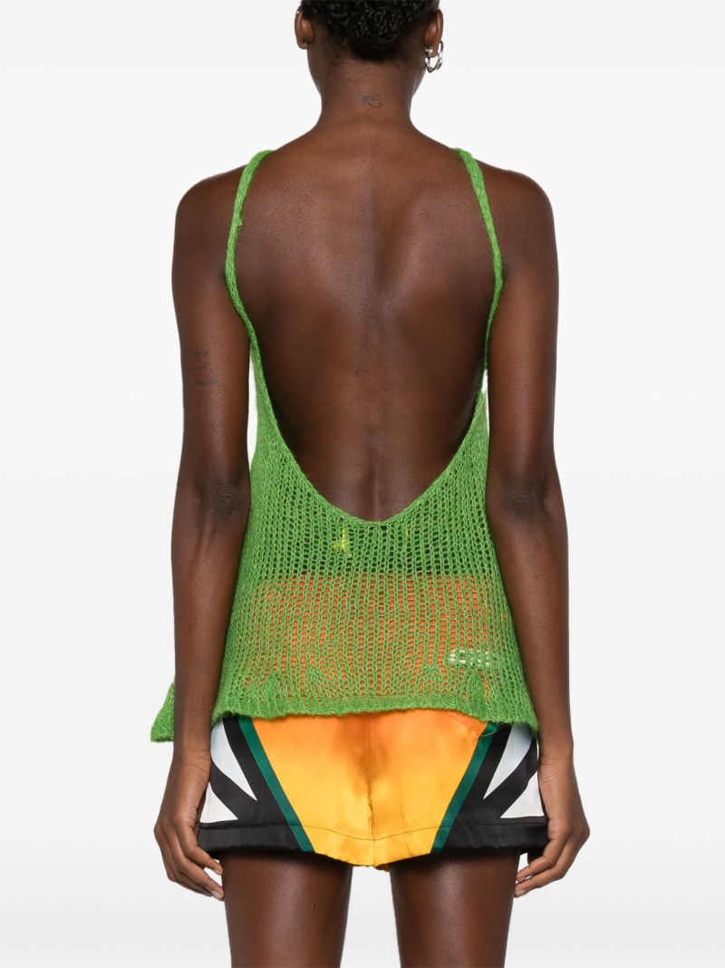 Green Open-knit Halterneck Top