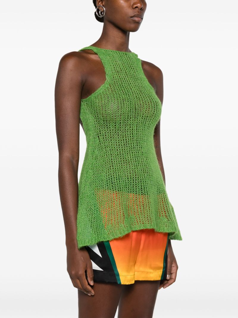 Green Open-knit Halterneck Top