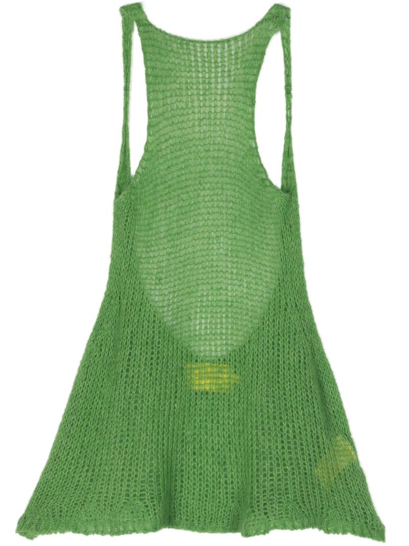Green Open-knit Halterneck Top