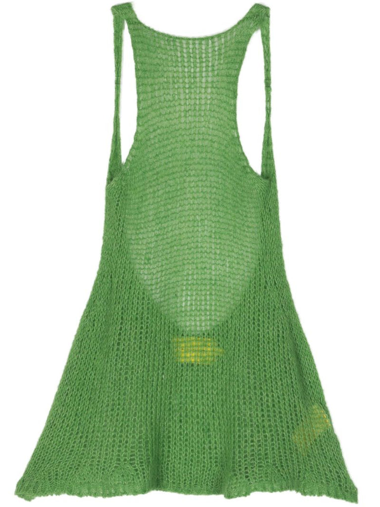 Green Open-knit Halterneck Top