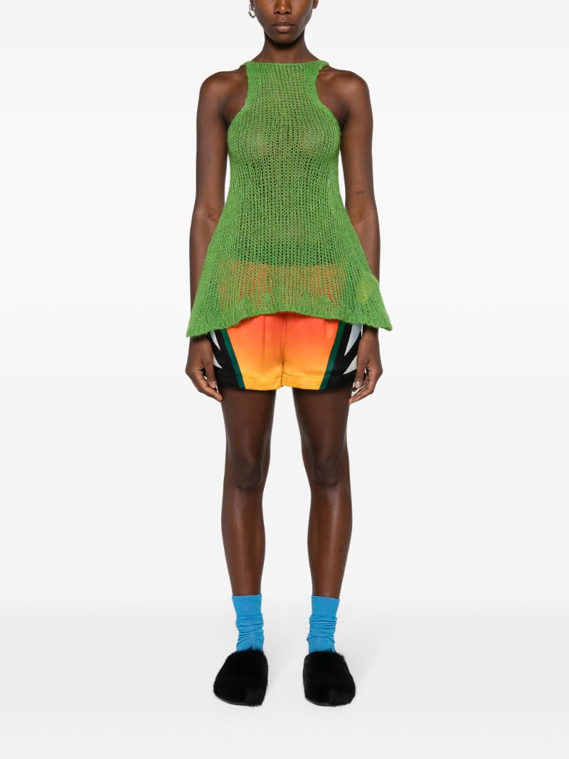 Green Open-knit Halterneck Top