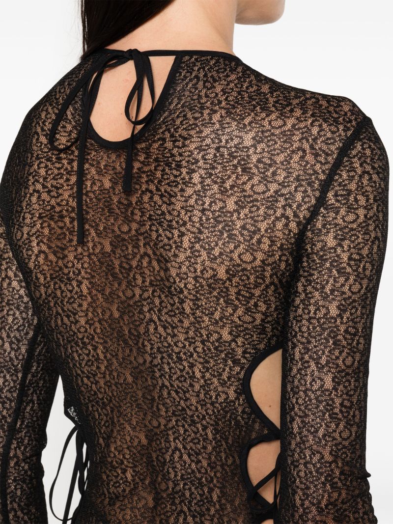 Black Cut-out Sheer Lace Bodysuit