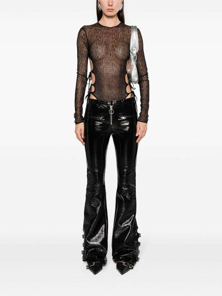 Black Cut-out Sheer Lace Bodysuit