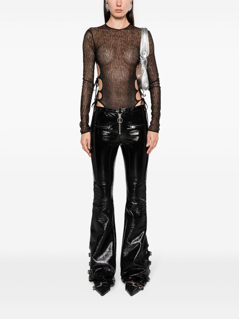 Black Cut-out Sheer Lace Bodysuit