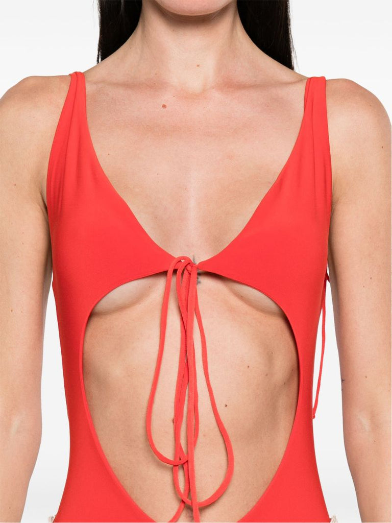Red Cut-out Bodysuit