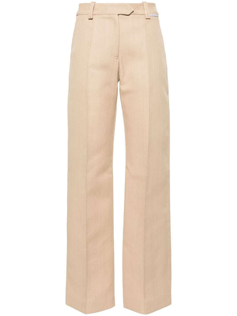 Neutral Straight-leg Tailored Trousers