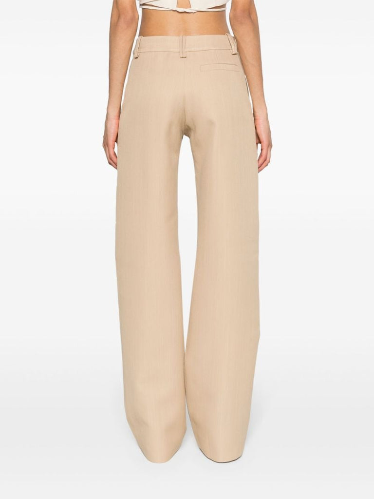 Neutral Straight-leg Tailored Trousers
