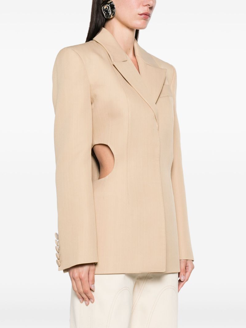 Neutral Cut-out Single-breasted Blazer