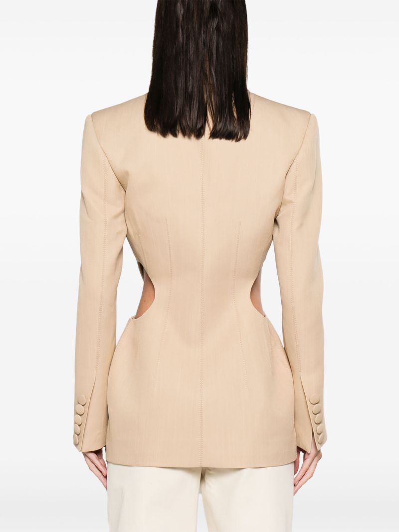 Neutral Cut-out Single-breasted Blazer