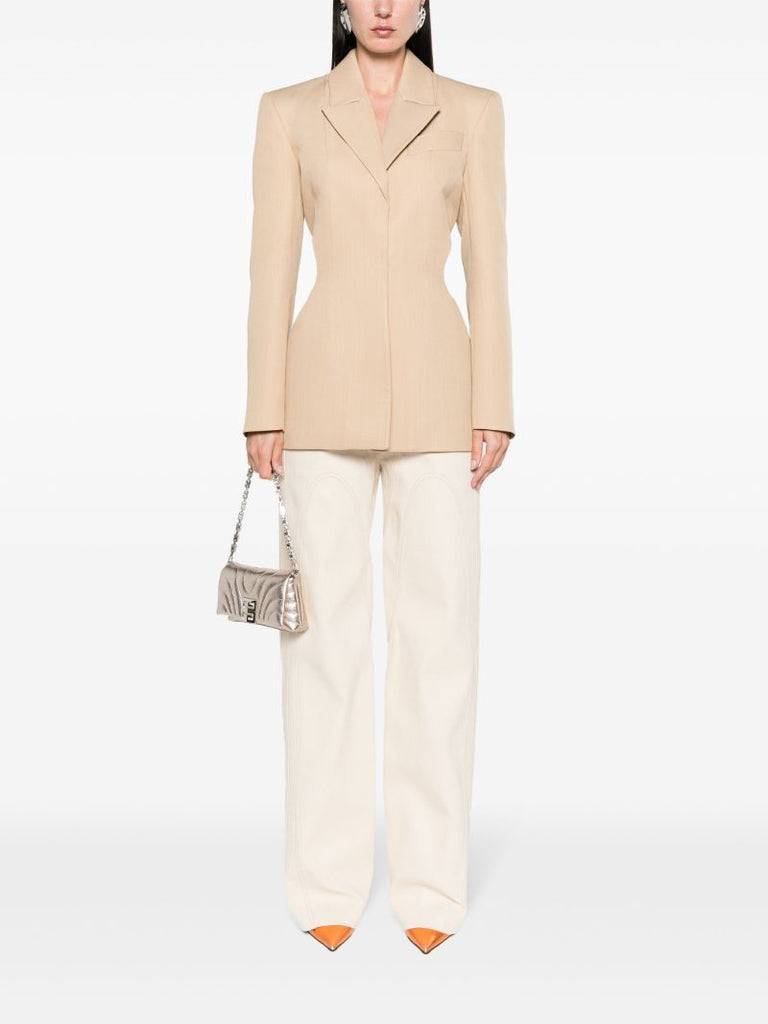 Neutral Cut-out Single-breasted Blazer