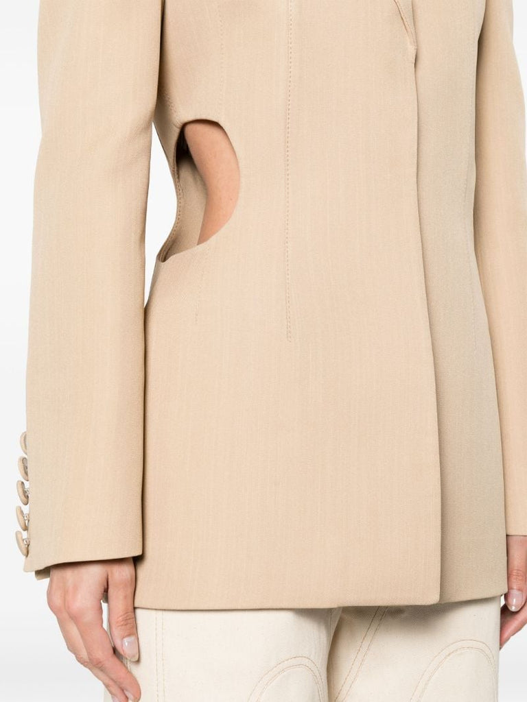 Neutral Cut-out Single-breasted Blazer