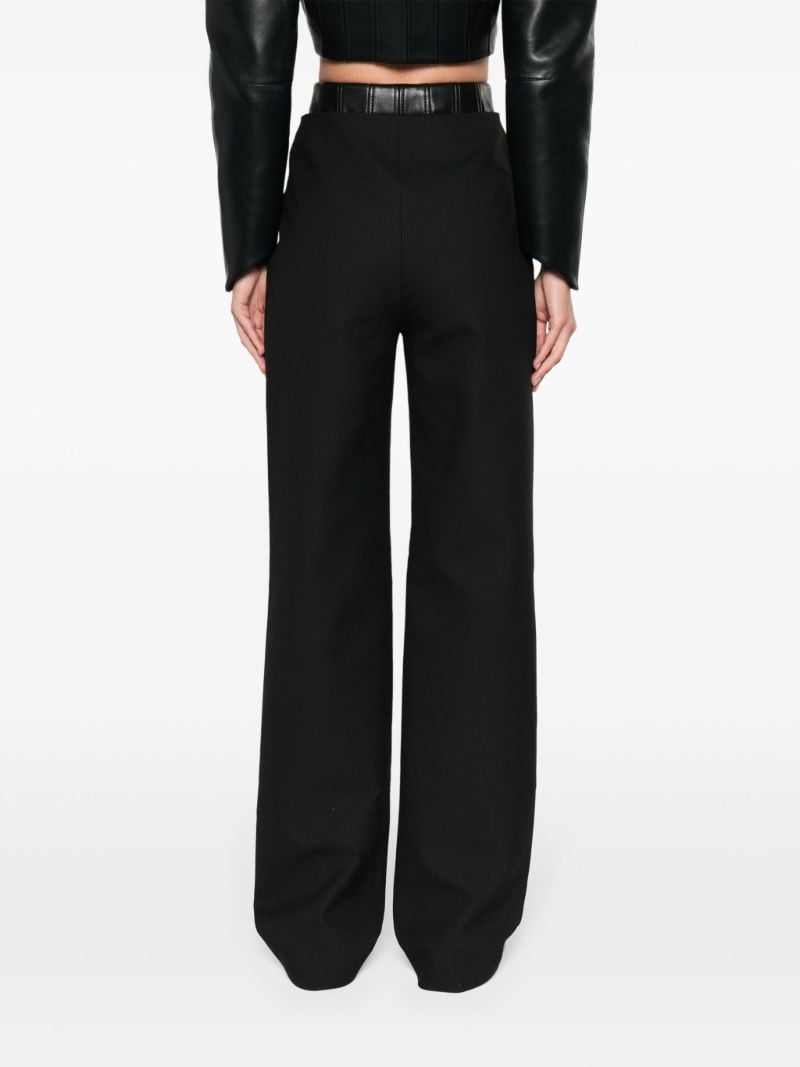 Black Corset-waist Straight-leg Trousers