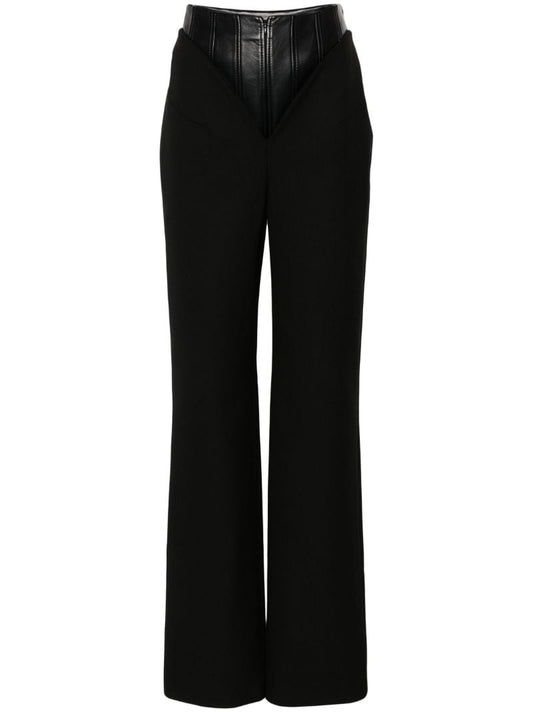 Black Corset-waist Straight-leg Trousers