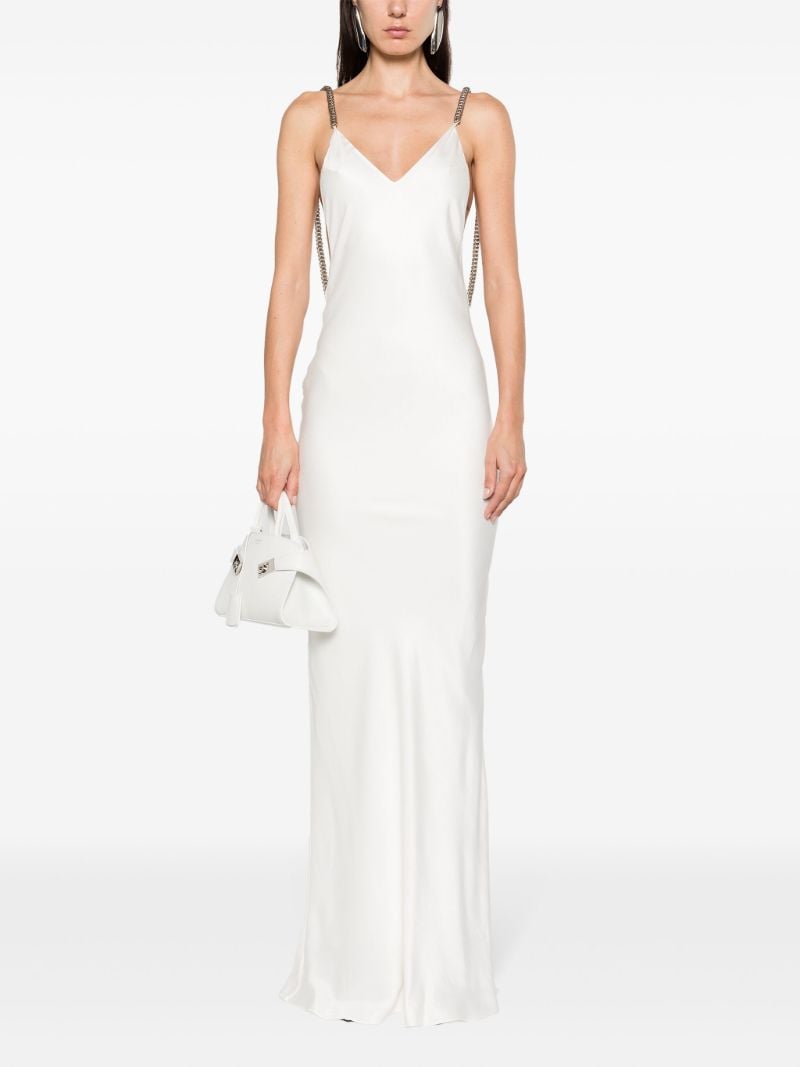 White Open-back Satin Maxi Dress