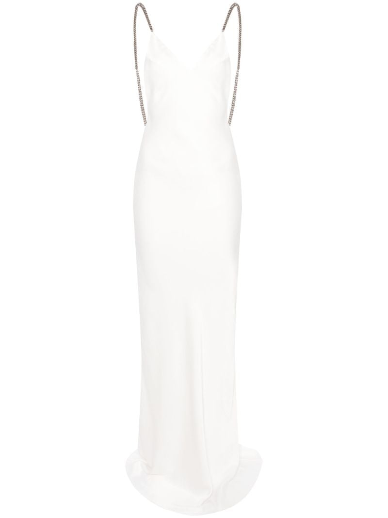 White Open-back Satin Maxi Dress