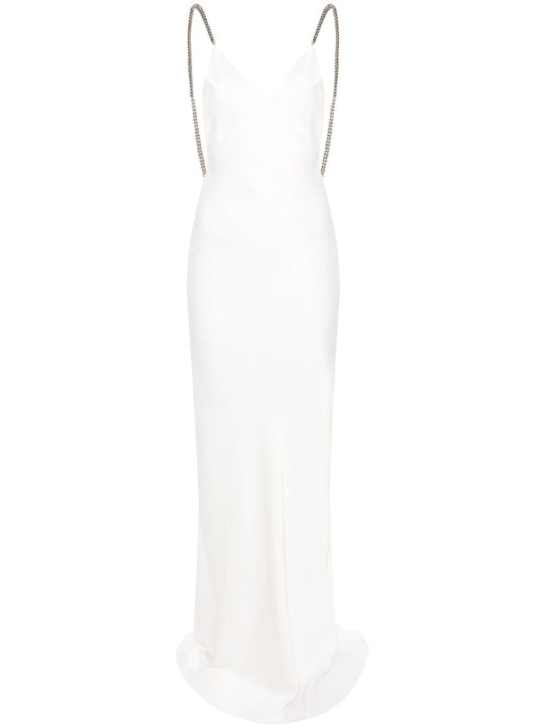 White Open-back Satin Maxi Dress