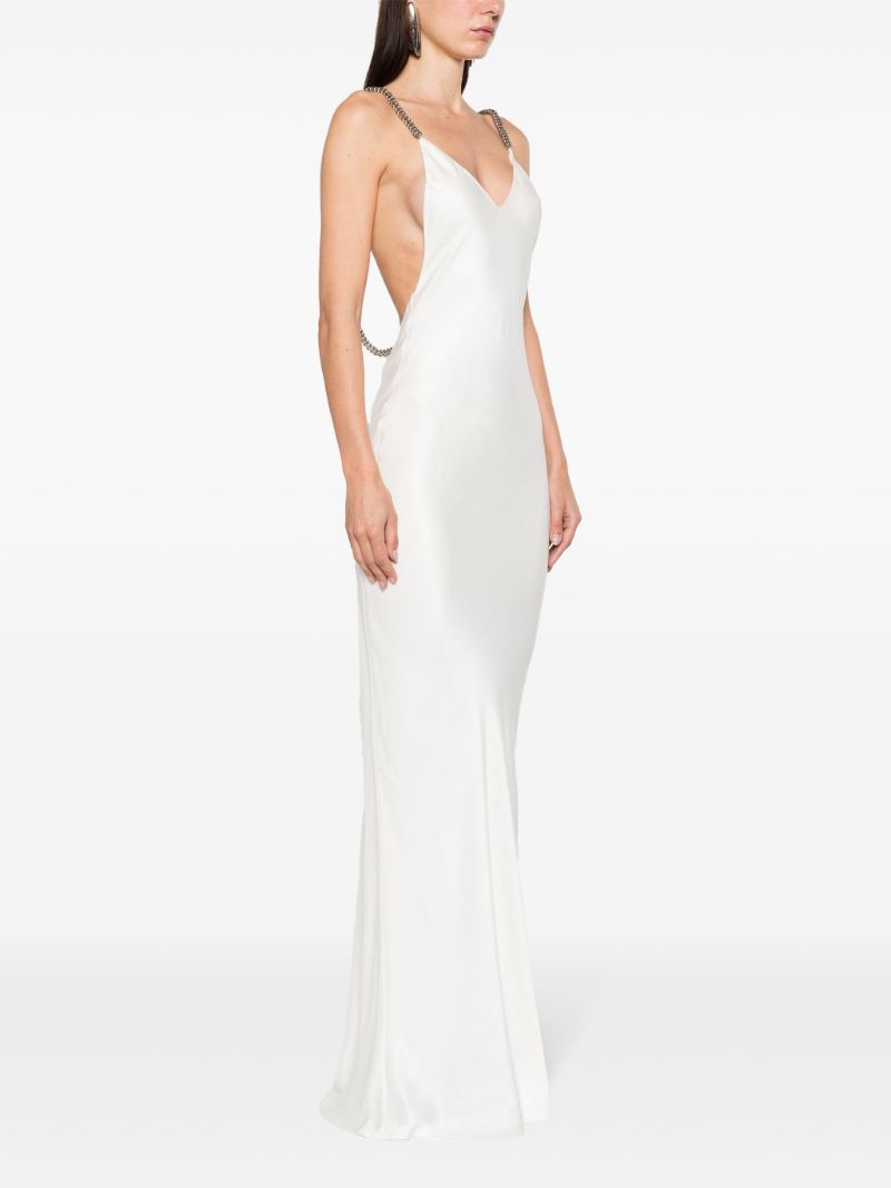 White Open-back Satin Maxi Dress