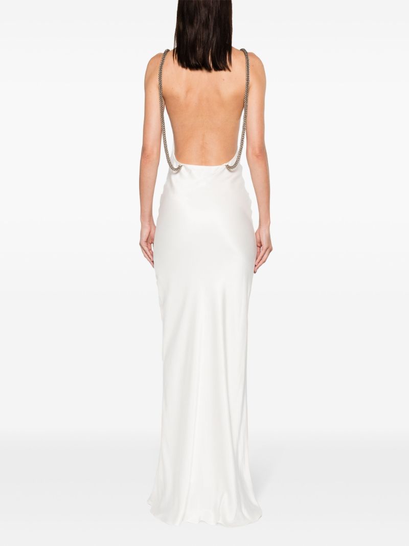 White Open-back Satin Maxi Dress