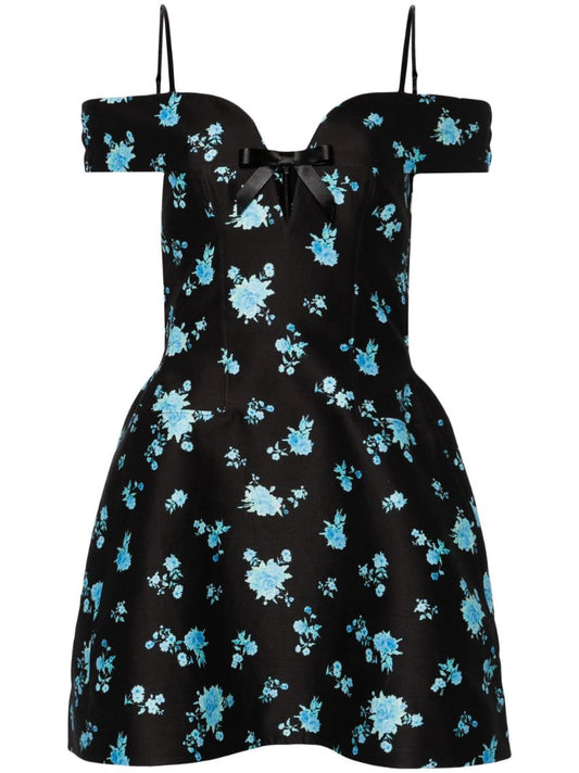 Black Floral-print Mini Dress