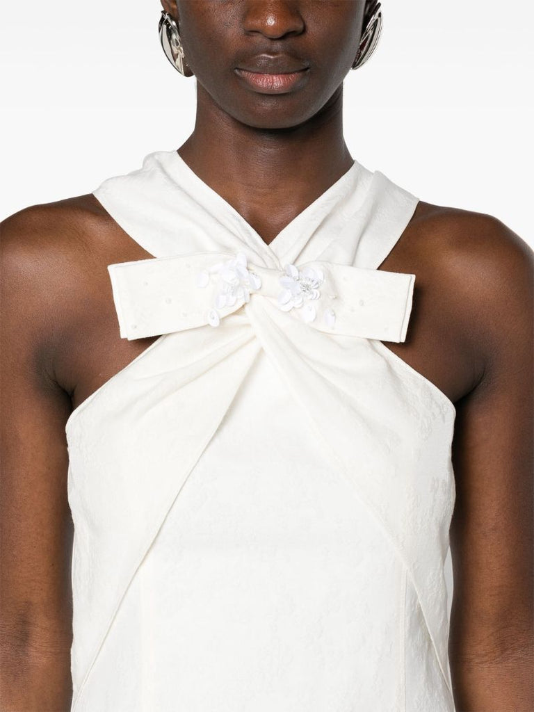 White CloquÃ_x0083_Â©-effect Mini Dress