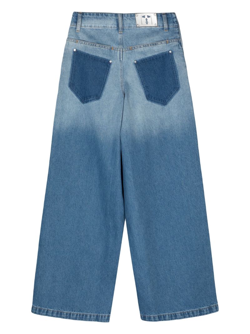 Blue Faded Wide-leg Jeans
