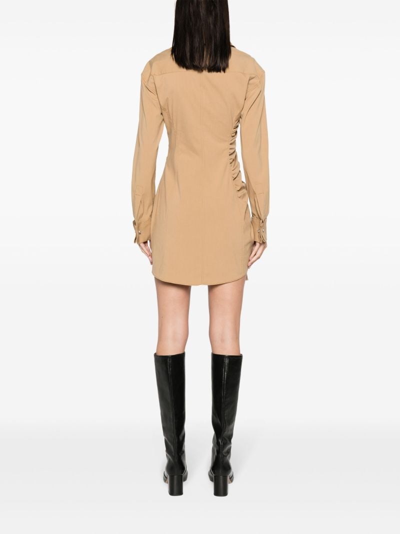 Brown Ruched Asymmetric Dress
