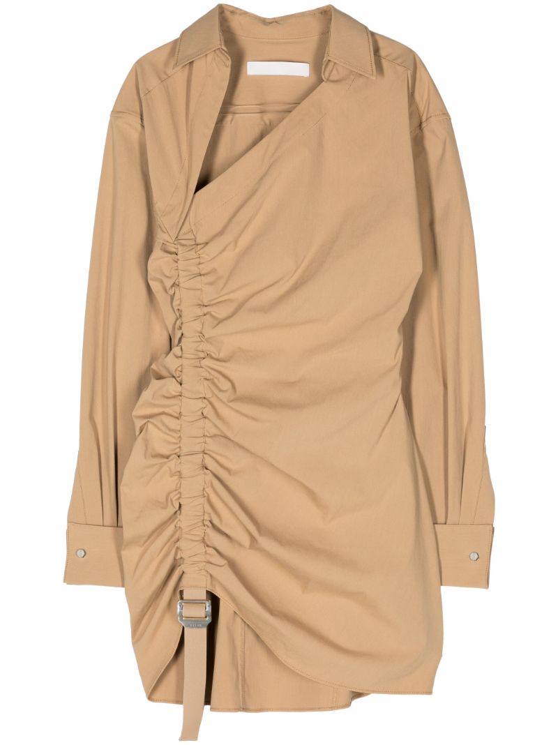 Brown Ruched Asymmetric Dress
