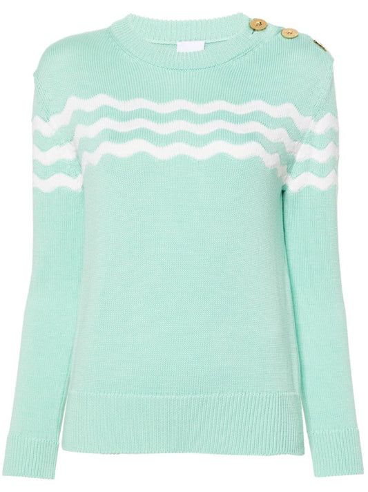 Green Wave-stripe Sweater