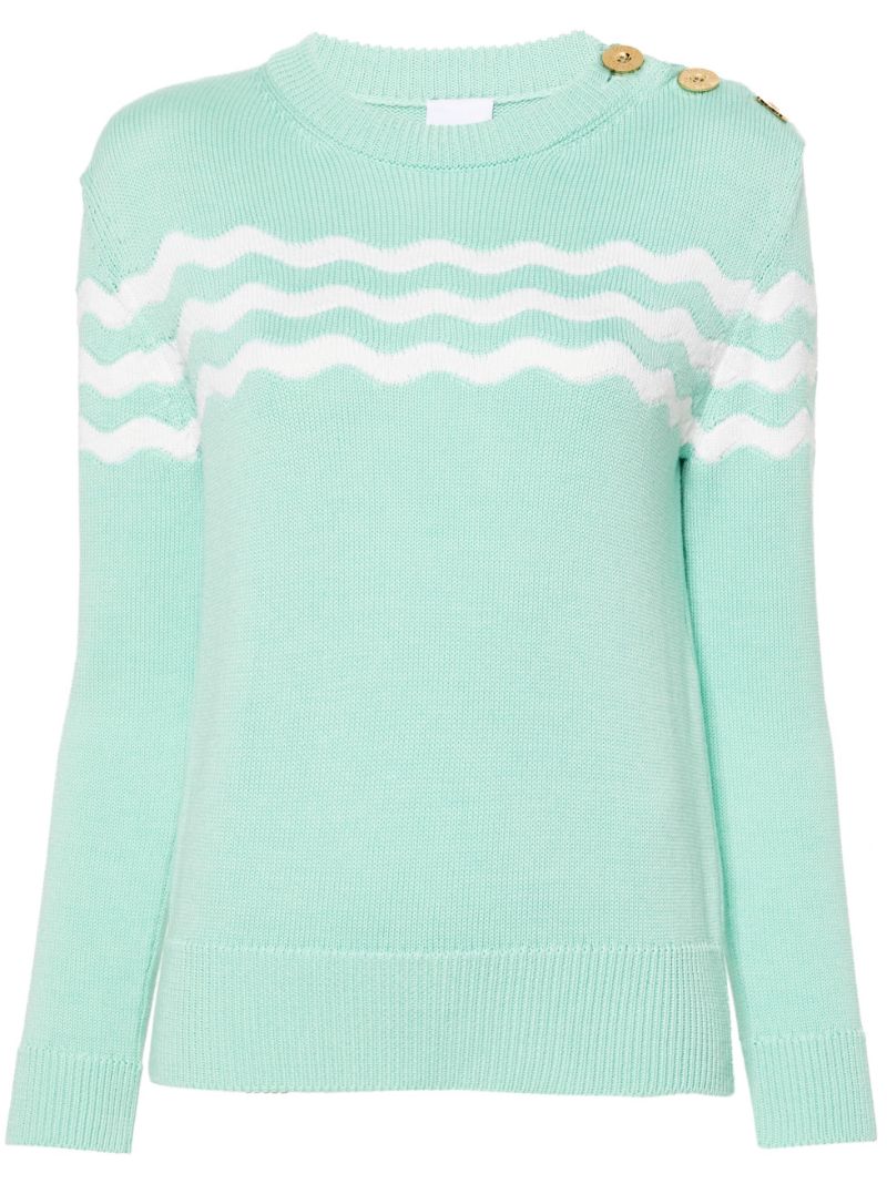 Green Wave-stripe Sweater
