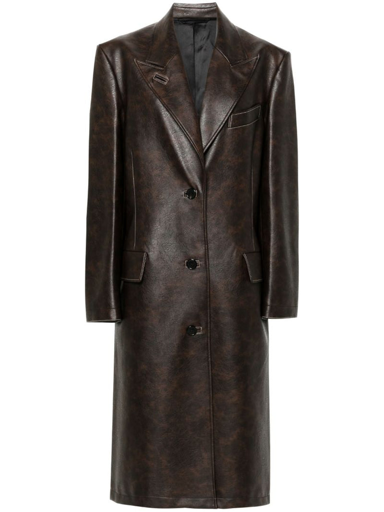 Brown Faux-leather Coat