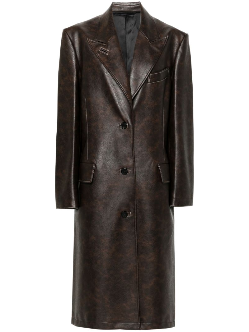 Brown Faux-leather Coat