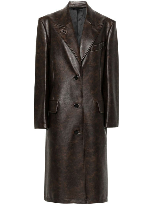 Brown Faux-leather Coat