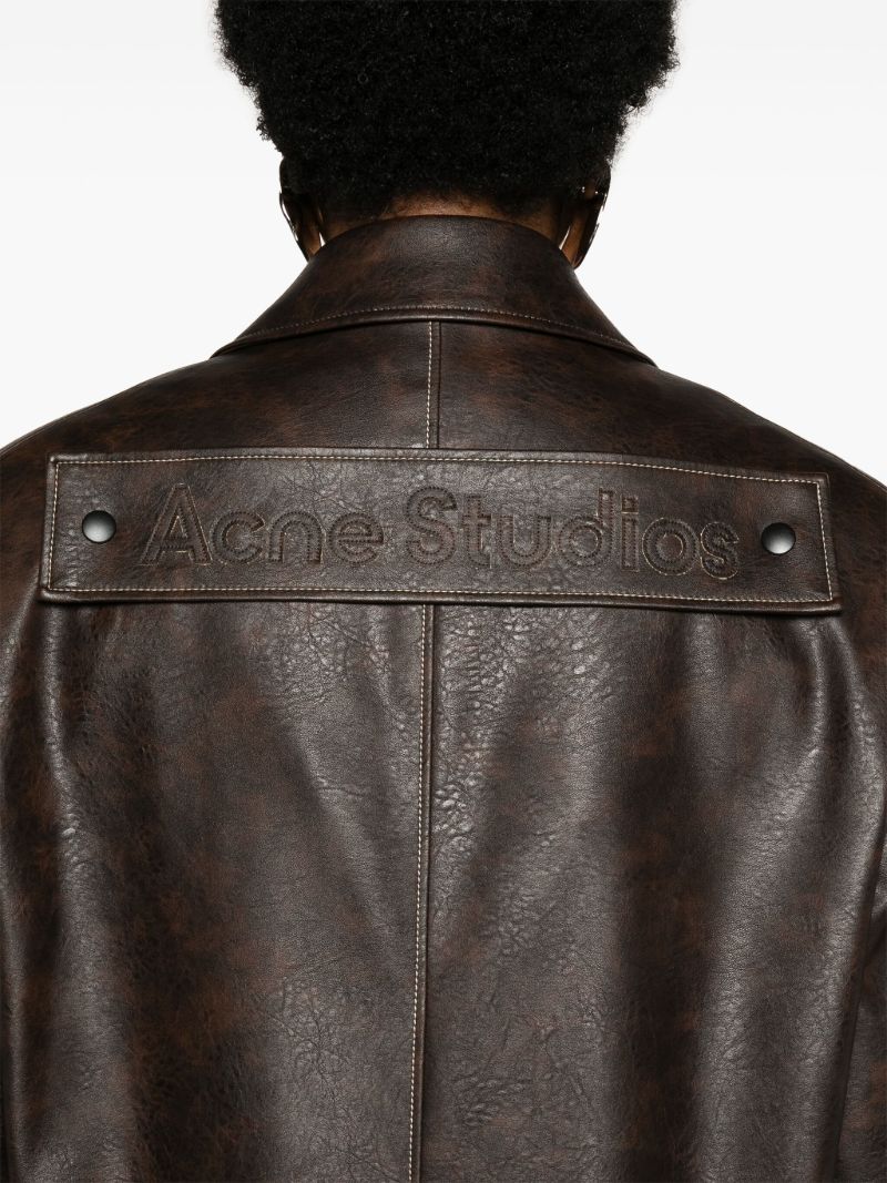 Brown Faux-leather Coat