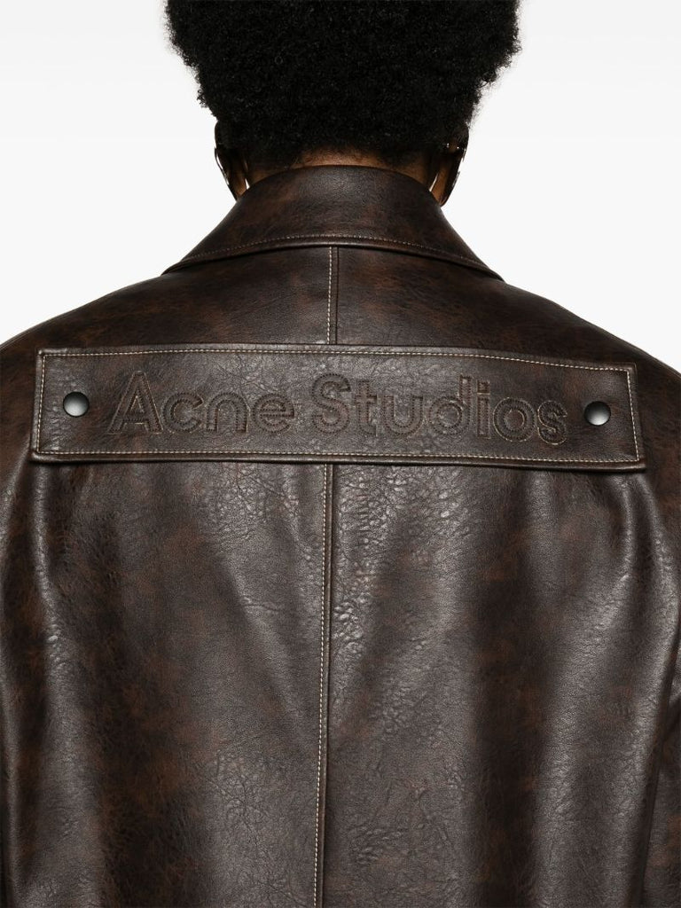 Brown Faux-leather Coat