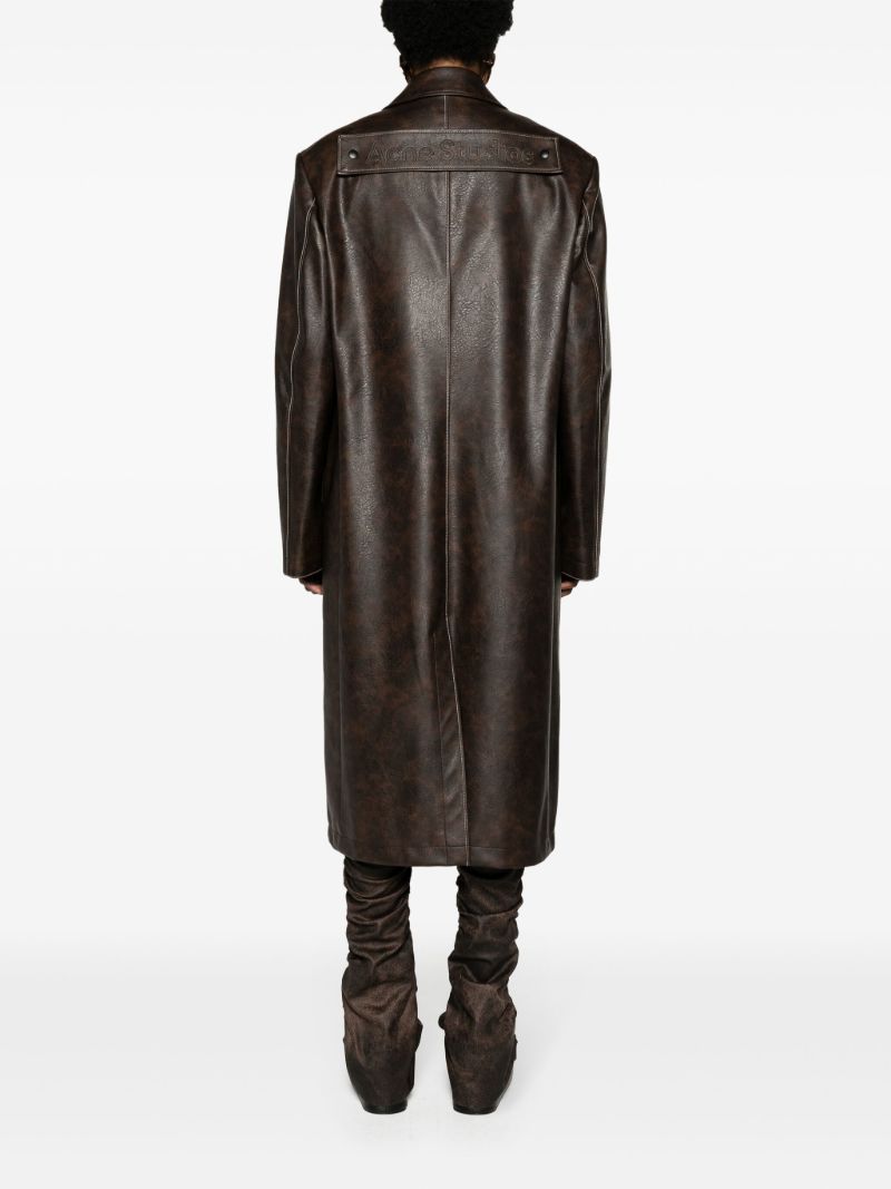 Brown Faux-leather Coat