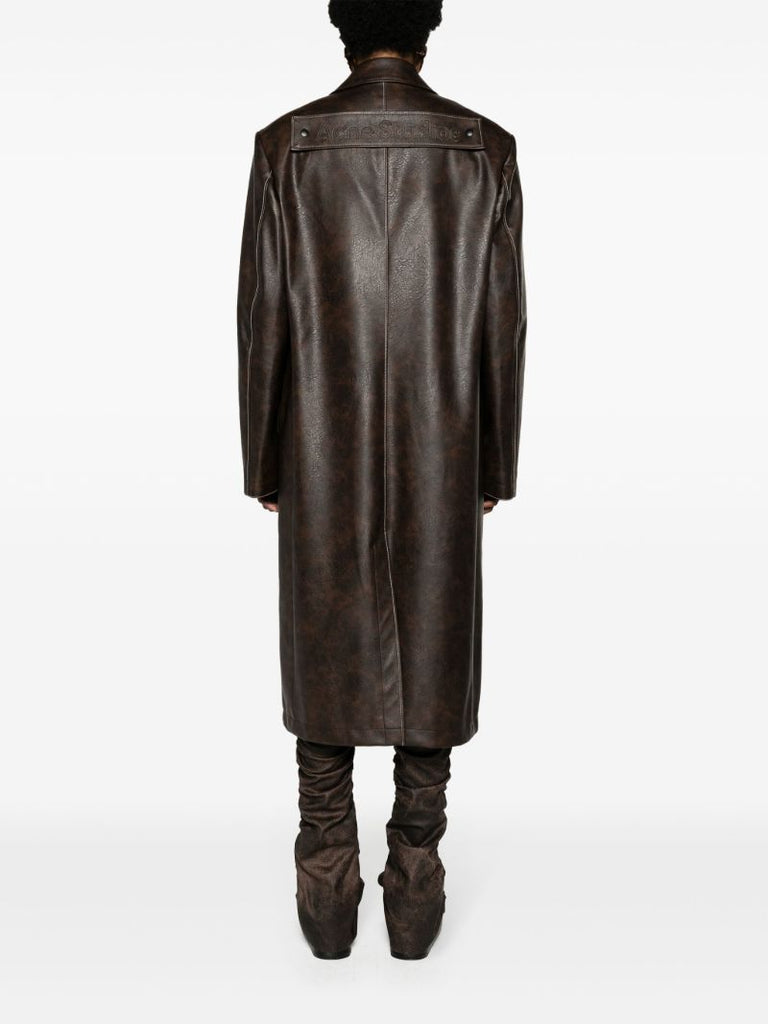 Brown Faux-leather Coat