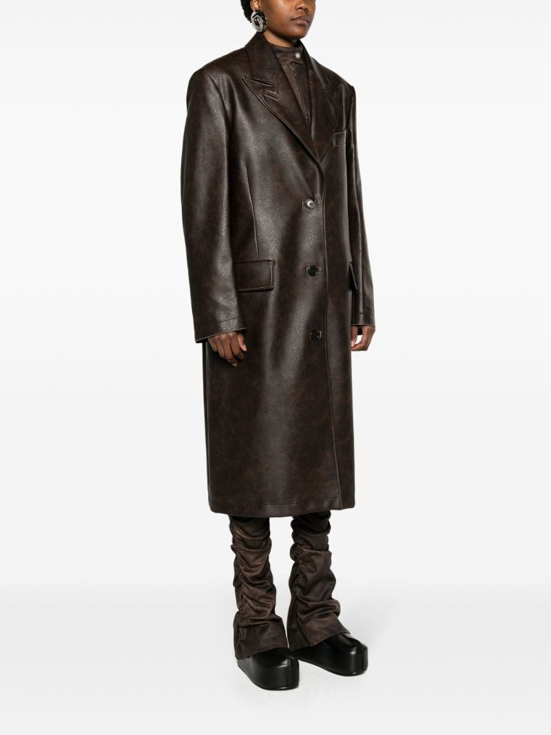 Brown Faux-leather Coat