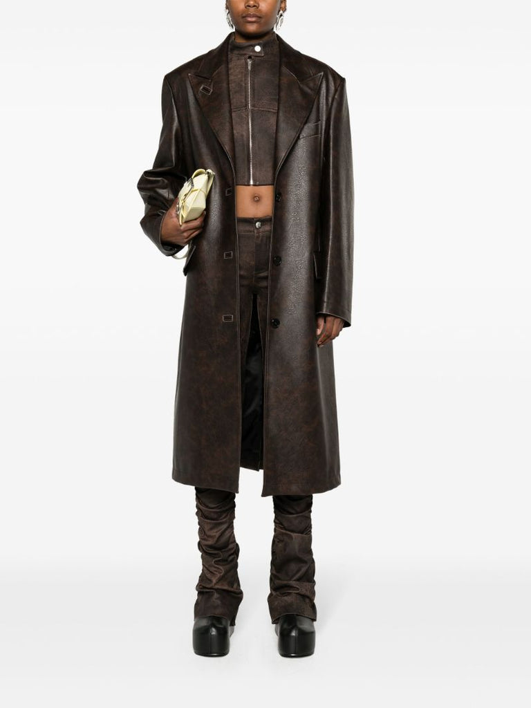 Brown Faux-leather Coat