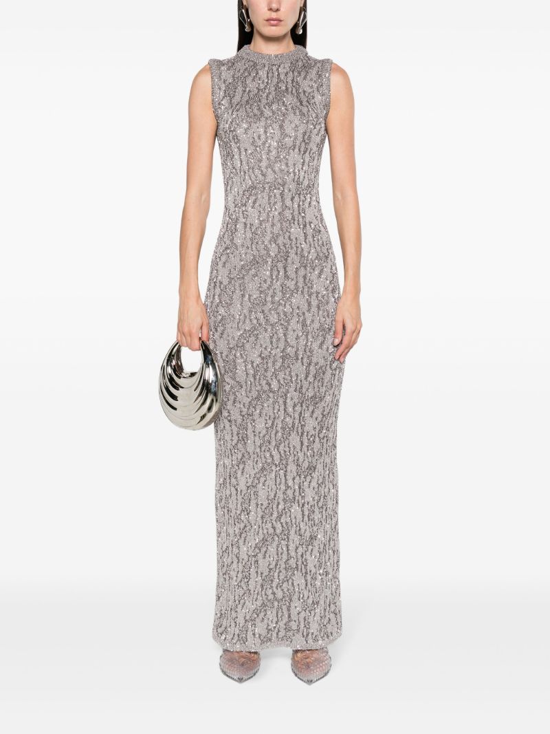 Grey Sequinned Maxi Dress