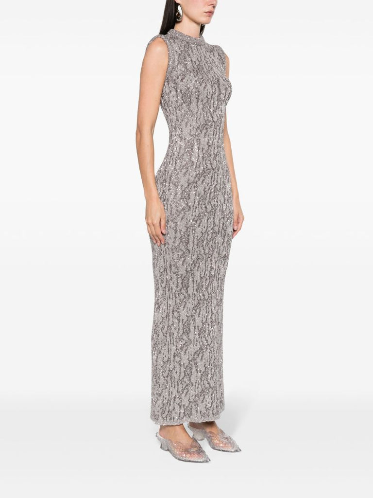 Grey Sequinned Maxi Dress