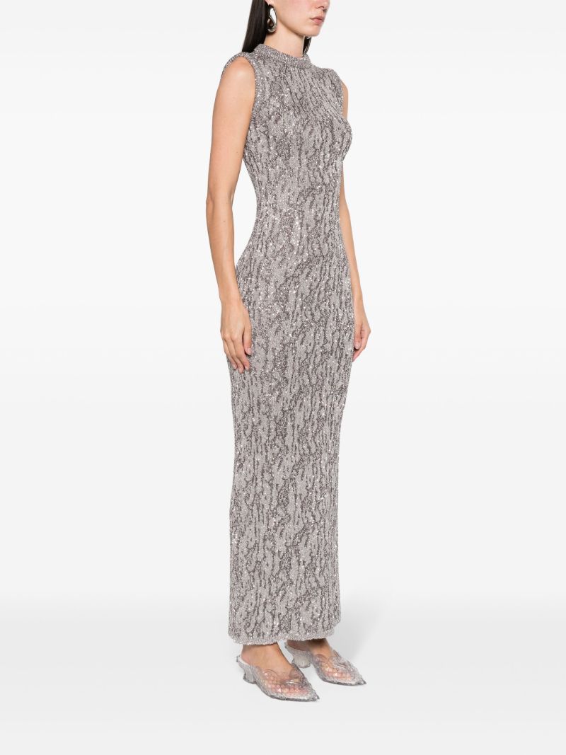 Grey Sequinned Maxi Dress