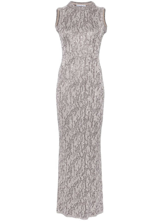 Grey Sequinned Maxi Dress