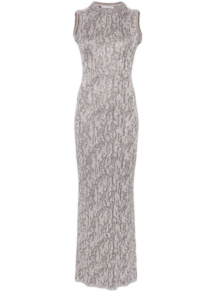 Grey Sequinned Maxi Dress