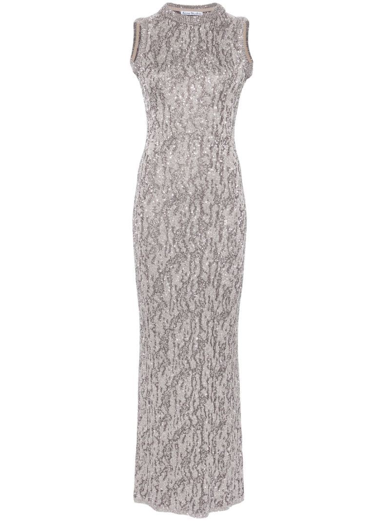 Grey Sequinned Maxi Dress