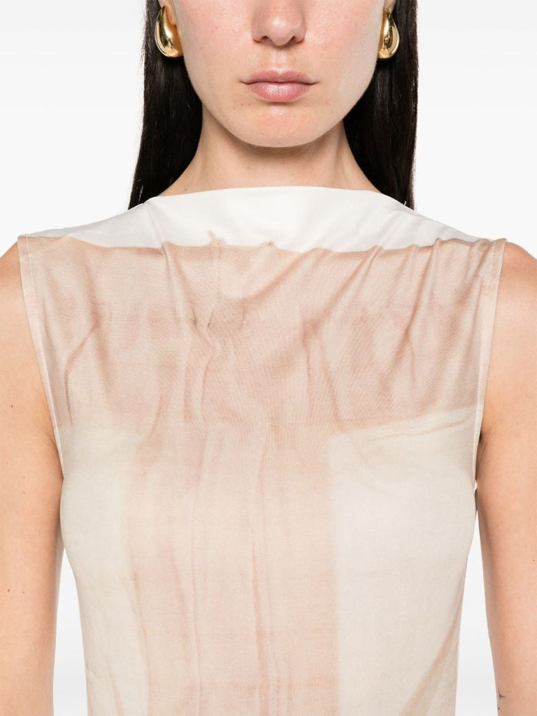 X Katerina Jebb Neutral Abstract-print Dress