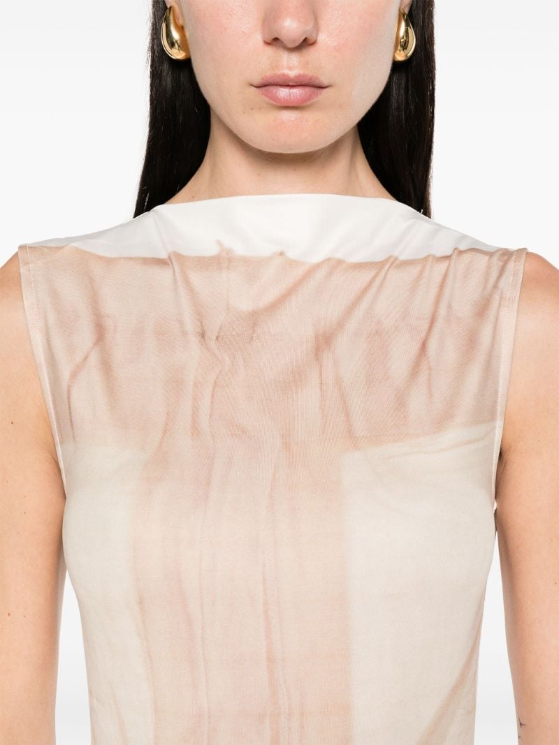 X Katerina Jebb Neutral Abstract-print Dress