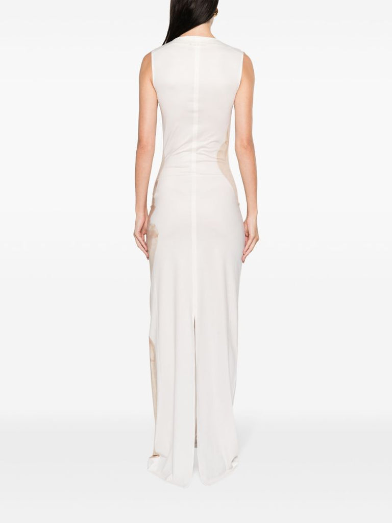 X Katerina Jebb Neutral Abstract-print Dress