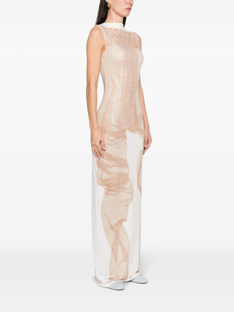 X Katerina Jebb Neutral Abstract-print Dress