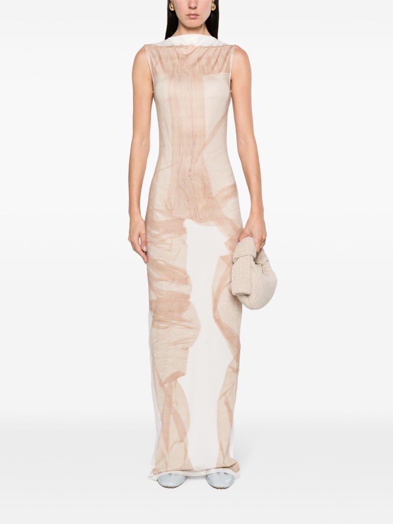 X Katerina Jebb Neutral Abstract-print Dress