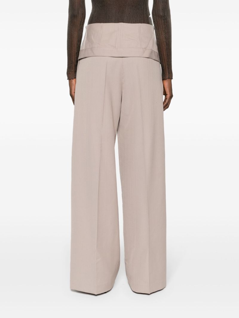 Neutral Folded-waist Tailored Trousers